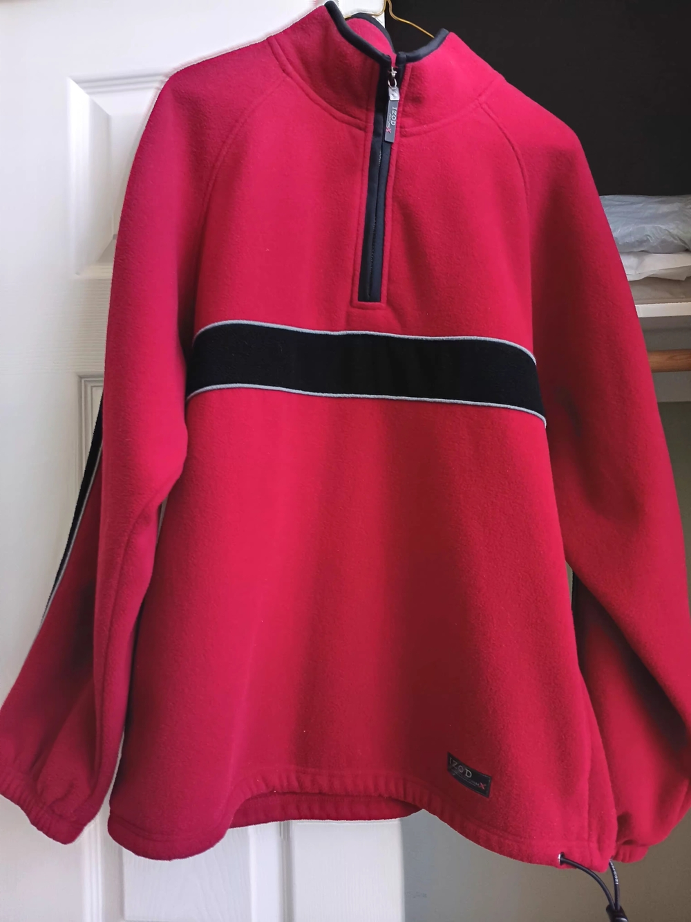 Izod Red Zip-Up Fleece Pullover with Black Stripe